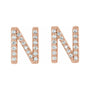Sapphire Row Natural Diamond Pavé Initial Stud Earrings - N, 14K Rose Gold (view 2)