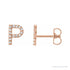 Sapphire Row Natural Diamond Pavé Initial Stud Earrings - P, 14K Rose Gold