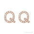 Sapphire Row Natural Diamond Pavé Initial Stud Earrings - Q, 14K Rose Gold (view 2)