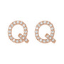 Sapphire Row Natural Diamond Pavé Initial Stud Earrings - Q, 14K Rose Gold (view 2)