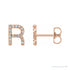 Sapphire Row Natural Diamond Pavé Initial Stud Earrings - R, 14K Rose Gold