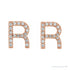 Sapphire Row Natural Diamond Pavé Initial Stud Earrings - R, 14K Rose Gold (view 2)