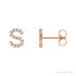 Sapphire Row Natural Diamond Pavé Initial Stud Earrings - S, 14K Rose Gold