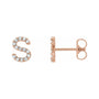 Sapphire Row Natural Diamond Pavé Initial Stud Earrings - S, 14K Rose Gold