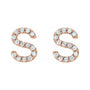 Sapphire Row Natural Diamond Pavé Initial Stud Earrings - S, 14K Rose Gold (view 2)