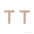 Sapphire Row Natural Diamond Pavé Initial Stud Earrings - T, 14K Rose Gold (view 2)