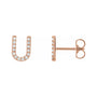 Sapphire Row Natural Diamond Pavé Initial Stud Earrings - U, 14K Rose Gold