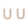 Sapphire Row Natural Diamond Pavé Initial Stud Earrings - U, 14K Rose Gold (view 2)