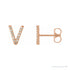 Sapphire Row Natural Diamond Pavé Initial Stud Earrings - V, 14K Rose Gold