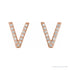 Sapphire Row Natural Diamond Pavé Initial Stud Earrings - V, 14K Rose Gold (view 2)