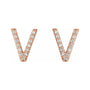 Sapphire Row Natural Diamond Pavé Initial Stud Earrings - V, 14K Rose Gold (view 2)
