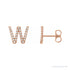 Sapphire Row Natural Diamond Pavé Initial Stud Earrings - W, 14K Rose Gold