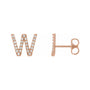 Sapphire Row Natural Diamond Pavé Initial Stud Earrings - W, 14K Rose Gold