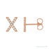 Sapphire Row Natural Diamond Pavé Initial Stud Earrings - X, 14K Rose Gold