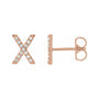Sapphire Row Natural Diamond Pavé Initial Stud Earrings - X, 14K Rose Gold