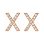 Sapphire Row Natural Diamond Pavé Initial Stud Earrings - X, 14K Rose Gold (view 2)