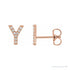 Sapphire Row Natural Diamond Pavé Initial Stud Earrings - Y, 14K Rose Gold