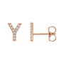 Sapphire Row Natural Diamond Pavé Initial Stud Earrings - Y, 14K Rose Gold