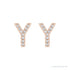 Sapphire Row Natural Diamond Pavé Initial Stud Earrings - Y, 14K Rose Gold (view 2)