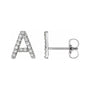 Sapphire Row Natural Diamond Pavé Initial Stud Earrings - A, Platinum