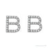 Sapphire Row Natural Diamond Pavé Initial Stud Earrings - B, Platinum (view 2)