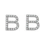 Sapphire Row Natural Diamond Pavé Initial Stud Earrings - B, Platinum (view 2)
