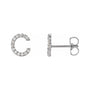 Sapphire Row Natural Diamond Pavé Initial Stud Earrings - C, Platinum