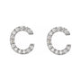 Sapphire Row Natural Diamond Pavé Initial Stud Earrings - C, Platinum (view 2)
