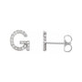 Sapphire Row Natural Diamond Pavé Initial Stud Earrings - G, Platinum