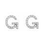 Sapphire Row Natural Diamond Pavé Initial Stud Earrings - G, Platinum (view 2)