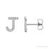 Sapphire Row Natural Diamond Pavé Initial Stud Earrings - J, Platinum