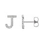 Sapphire Row Natural Diamond Pavé Initial Stud Earrings - J, Platinum