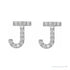 Sapphire Row Natural Diamond Pavé Initial Stud Earrings - J, Platinum (view 2)