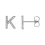 Sapphire Row Natural Diamond Pavé Initial Stud Earrings - K, Platinum