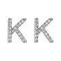 Sapphire Row Natural Diamond Pavé Initial Stud Earrings - K, Platinum (view 2)