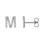 Sapphire Row Natural Diamond Pavé Initial Stud Earrings - M, Platinum