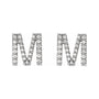 Sapphire Row Natural Diamond Pavé Initial Stud Earrings - M, Platinum (view 2)