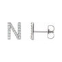 Sapphire Row Natural Diamond Pavé Initial Stud Earrings - N, Platinum
