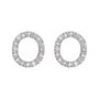 Sapphire Row Natural Diamond Pavé Initial Stud Earrings - O, Platinum (view 2)