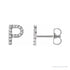 Sapphire Row Natural Diamond Pavé Initial Stud Earrings - P, Platinum