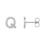 Sapphire Row Natural Diamond Pavé Initial Stud Earrings - Q, Platinum