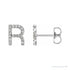 Sapphire Row Natural Diamond Pavé Initial Stud Earrings - R, Platinum