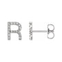 Sapphire Row Natural Diamond Pavé Initial Stud Earrings - R, Platinum