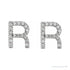 Sapphire Row Natural Diamond Pavé Initial Stud Earrings - R, Platinum (view 2)
