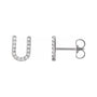 Sapphire Row Natural Diamond Pavé Initial Stud Earrings - U, Platinum