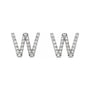 Sapphire Row Natural Diamond Pavé Initial Stud Earrings - W, Platinum (view 2)