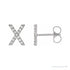 Sapphire Row Natural Diamond Pavé Initial Stud Earrings - X, Platinum