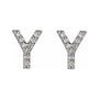 Sapphire Row Natural Diamond Pavé Initial Stud Earrings - Y, Platinum (view 2)