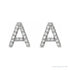 Sapphire Row Natural Diamond Pavé Initial Stud Earrings - A, 14K White Gold (view 2)