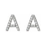 Sapphire Row Natural Diamond Pavé Initial Stud Earrings - A, 14K White Gold (view 2)